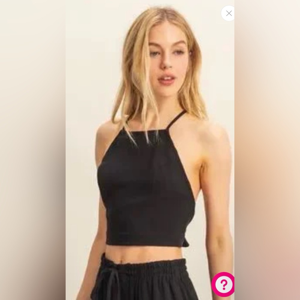 HyFyve Black Halter Neck Crop Top & Black Cargo Pants with ankle ties